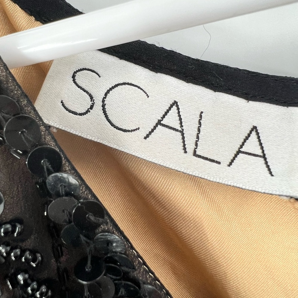 Scala beaded sequined long sleeve black dress size 10 - Picture 4 of 10